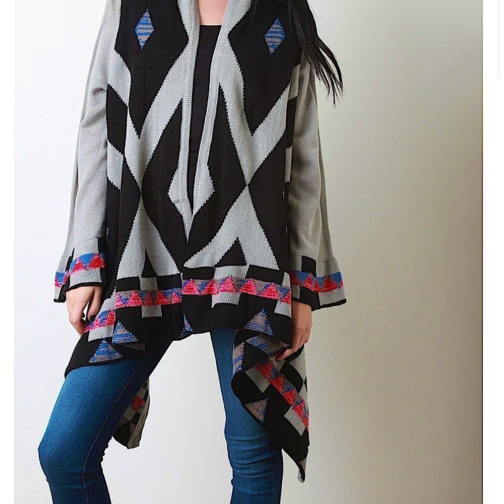 Primi Harlequin Handkerchief Cardigan Aztec print size S/M